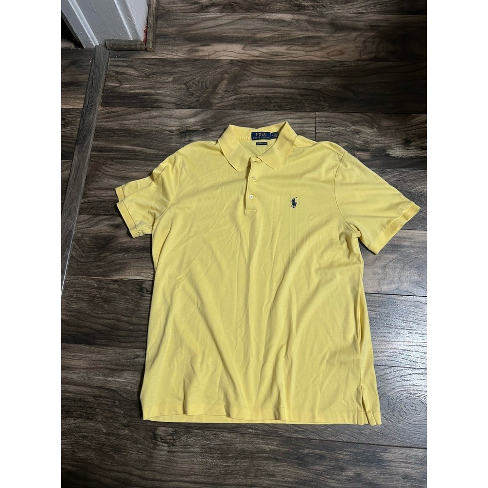 Polo Ralph Lauren Polo Shirt Mens M Yellow Classic Fit Golf Short Sleeve 616